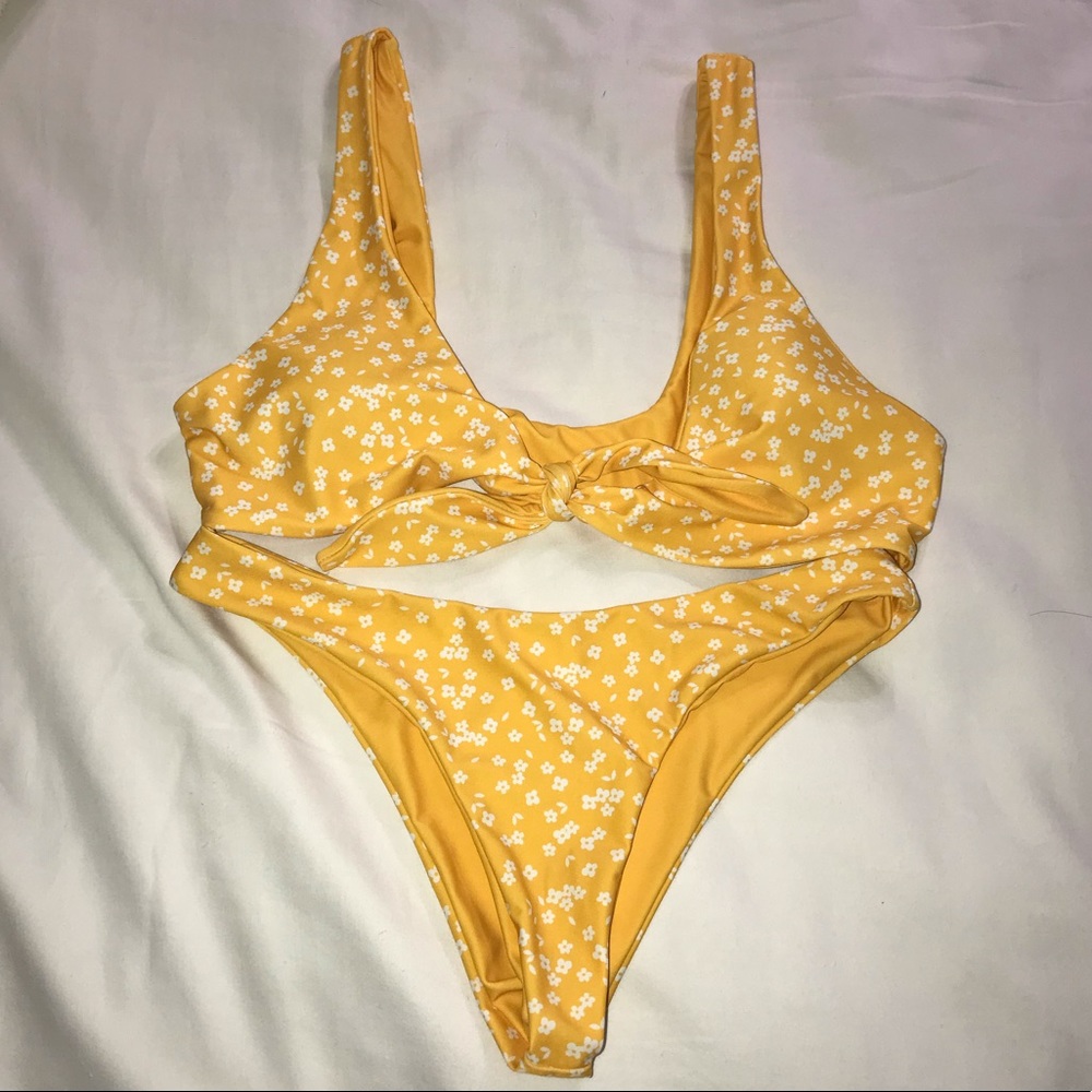 yellow flower bikini set